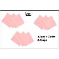 Wefiesta 20 stuks Servetten roze 33cm x 33cm - 3 laags - Cocktail servet diner eten knoeien restaurant BBQ thema feest verjaardag feest