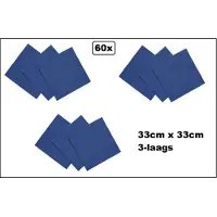 Wefiesta 60 stuks Servetten blauw 33cm x 33cm - 3 laags - Cocktail servet diner eten knoeien restaurant BBQ thema feest verjaardag feest