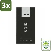 Amando 3 x Noir Eau de Toilette 50 ml - Grootverpakking - Noir Eau De Toilette - Mannelijke Geur - Klassieke Geur - Kruiden - Specerijen