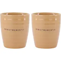 Zusss Set Van 2 Koffiemokken Genietmomentje - Keramieken Mokken - Camel - 210Ml Keramiek Camel