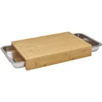 Nogent Snijplank bamboe met 2 inox lades - 41x28,5x6,5cm