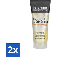 John Frieda 2 x – Shampoo – Sheer Blonde Highlight Activating Brightening – Voor highlights – 250 ml - Blond Highlights - Verhelderende Shampoo - Zonnebloemextract - Witte Thee - Haarverzorging