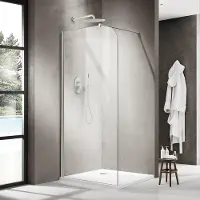 FortiFura Galeria Inloopdouche - 110x200cm - afgeronde glaswand - helder glas - wandarm - mat wit (unice) SW1418381/SW797906
