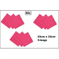 Wefiesta 60 stuks Servetten pink 33cm x 33cm - 3 laags - Cocktail servet diner eten knoeien restaurant BBQ thema feest verjaardag feest