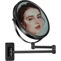Sonstiges Spiegel voor wandmontage, 8 inch, 1x/10x vergroting, 360° draaibaar, zwart