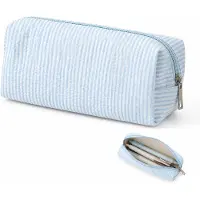VHV - Etui Lichtblauw - Grote Capaciteit Pencil Case - 21x7.5x8 cm - Rits Pennenbak- Gemak Pennenetui - Voor School Kantoor
