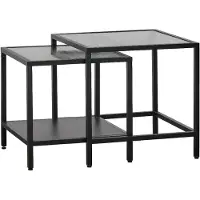 Nest of Nora Salontafel set van 2 - Soren - Glas en metaal - Zwart