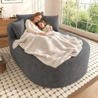 Merax Relaxfauteuil Oval, 1-persoons fauteuil bekleed met cordura, extra diepe zitdiepte van 122 cm, leestoel met zachte vulling, losse fauteuil, geen montage nodig, grijs