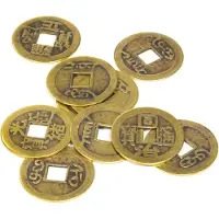Bahadra Chinese Feng Shui geluksmunten set van 10 - set van 5 stuks - 2,3 cm
