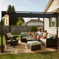 Sonstiges Pergola met schuifdak, 3 x 4 meter, zwart, stalen frame, vrijstaand