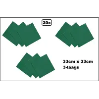 Wefiesta 20 stuks Servetten groen 33cm x 33cm - 3 laags - Cocktail servet diner eten knoeien restaurant BBQ thema feest verjaardag feest