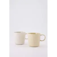 Zusss Set Van 2 Koffiemokken Met Oor Hartje - Keramieken Mokken - Sand - 230Ml Keramiek Zand