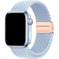 123Watches bandje Zyra - nylon - lichtblauw - 44 · 45 · 46 & 49 mm - Geschikt voor Apple Watch series 1/2/3/4/5/6/7/8/9/10/11/12/SE/SE2/SE3/Ultra/Ultra 2/Ultra 3/Ultra 4