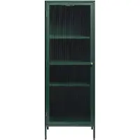 Nest of Nora Metalen vitrinekast Leni - met geribbeld glas - 160 cm - Donkergroen