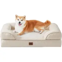 Sonstiges Orthopedisch hondenbed, 91x68 cm, met traagschuim en hoge rand, beige kleur