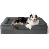 Bedsure Orthopedisch hondenbed, 106x80 cm, donkergrijs. Ergonomische hondenbank met koudschuim, geschikt voor grote honden, wasbaar en antislip