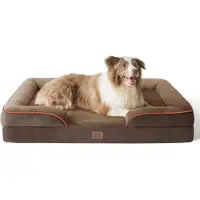 Bedsure Orthopedisch hondenbed, ergonomische hondenbank, 97x71 cm, met koudschuim, geschikt voor grote honden, wasbaar, antislip, bruin