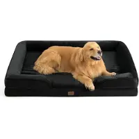 Bedsure Orthopedisch hondenbed, ergonomische hondenbank, 134x106 cm, met koudschuim voor grote honden, wasbaar, antislip, zwart