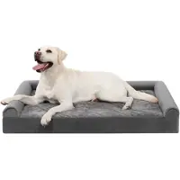 Sonstiges Orthopedisch hondenbed, 91x68x16 cm, grijs, met afneembare hoes, 3 verhoogde randen, antislip onderkant