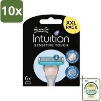 Wilkinson 10 x - Navulmesjes Intuition Sensitive Touch - Met Verzorgende Gel - 6 scheermesjes - Grootverpakking - Scheermesjes - Gevoelige Huid - Verzorgende Gel - Aloe Vera - Vitamine E