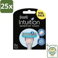 Wilkinson 25 x - Navulmesjes Intuition Sensitive Touch - Met Verzorgende Gel - 6 scheermesjes - Grootverpakking - Scheermesjes - Gevoelige Huid - Verzorgende Gel - Aloe Vera - Vitamine E