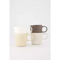 Zusss Set Van 4 Koffiemokken Met Oor Hartje - Keramiek - Sand, Warm Sand, Bruin & Wit - 230Ml Keramiek Wit / Bruin / Zand