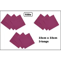 Wefiesta 100 stuks Servetten paars 33cm x 33cm - 3 laags - Cocktail Lunch servet diner eten knoeien restaurant BBQ thema feest verjaardag feest