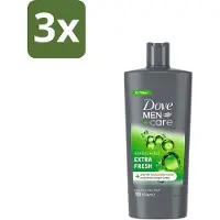 Dove 3 x Men+Care - Extra Fresh - Douchegel 3-in-1 - Verzorgend - 700 ml - Douchegel Voor Mannen - Verfrissende Douche - Hydraterende Douche - Gezichtsproduct Voor Mannen - Haarproduct Voor Mannen