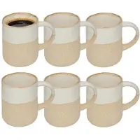 Secret De Gourmet koffie kopjes - Ancient Cairo - 6x stuks - wit/beige - 340 ml - mokken - keramiek - met stijlvol decoratie motief