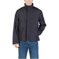 Armani Exchange Heren Lange jas met hoge kraag en verborgen sluiting Essential marineblauw (L), Casual, Polye XM001579AF16926UB101