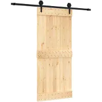 Syfax Schuifdeur Naturel en Zwart 90 x 210 cm Massief Grenenhout