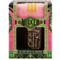 Paladone Wicked Glinda Glass Mug & Socks Set – Officieel Gelicentieerde Giftset met Roze Mok & Gouden Sokken-