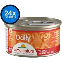 Almo Nature 24x Daily - Kattenvoer Natvoer Blik - Blokjes - Rund - 85g