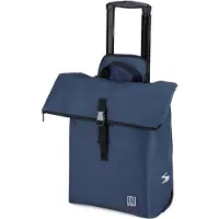 Brisby Fietstrolley Tas 2-in-1 Fietstas en Trolley Zwart 18-28L Laptopvak Verstelbare Hendel Bevestigingssysteem - Blauw