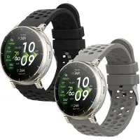 Kwmobile 2x horlogebandjes geschikt voor Amazfit Active3 Premium bandje - Smartwatch bandjes van TPU - Activity tracker horloge band in grijs / zwart