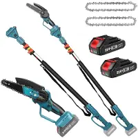OEM Elektrische kettingzaag, 2-in-1 ontwerp, verstelbare stanglengte van 1,4 tot 2,6 meter, geavanceerde snijprestaties, met 2 batterijen