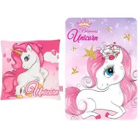Unicorn slaapkamerset; kussen en fleece deken