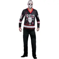 Smiffys - Friday The 13th, Hockey Top Kostuum Top - L - Rood/Zwart