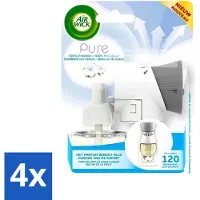Air Wick 4 x Elektrische Geurverspreider - Starterkit - Pure Zachtheid van Katoen - 19ml - Elektrische Geurverspreider - Katoen Geur - Luchtverfrisser - Geurverspreider Starterkit - Langdurige Geur