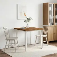 vidaXL 80 x 80 x 75 cm Massief Acacia Hout Natuurlijk en Wit Vierkant