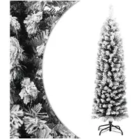 vidaXL Kunstkerstboom met sneeuw smal 120 cm PVC groen