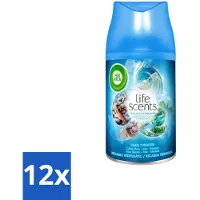 Air Wick 12 x - Luchtverfrisser Navulling - Turquoise Oase - Automatische Spray - 250 ml - Geurverspreiding - Tropische Geur - Drijfhout - Zeenevel - Bries