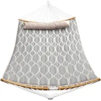Songmics Gewatteerde hangmat met hoofdsteun, Grijze En Beige Diamanten