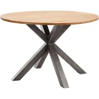 Pronto Wonen Eettafel Mesola mangohout 120 cm rond natural - Spinpoot - Mangohout - Bruin -