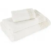 Eurofirany Luxe Katoenen Handdoek Margo 30x50 cm Wit met Glanzende Borduursel