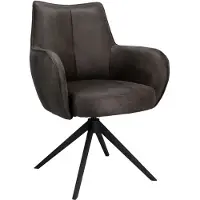 Pronto Wonen Eetkamerstoel Dordona - Zwart/Grijs - stof - Spinpoot -
