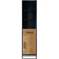 Pronto Wonen Boekenkast Vinito - Houtfineer - Zwart/Bruin - 193 cm hoog - 49 cm breed -