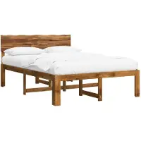 vidaXL Tweepersoonsbed met hoofdbord ROSTOCK Naturel 140 x 200 cm