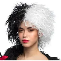 Boland Cruella de ville pruik (Wit en zwart)
