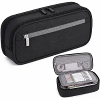VHV - Etui 5 Vakken - Grote Capaciteit Pencil Case - 24x11.5x7 cm - Pennenetui - Grote Opbergruimte Voor School Examen, Kantoor - Zwart